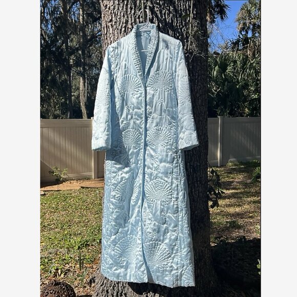 Queen! Nordstrom 80s Silky Quilted Robe Long Elegant satin, Pockets, Small VTG - Picture 1 of 9